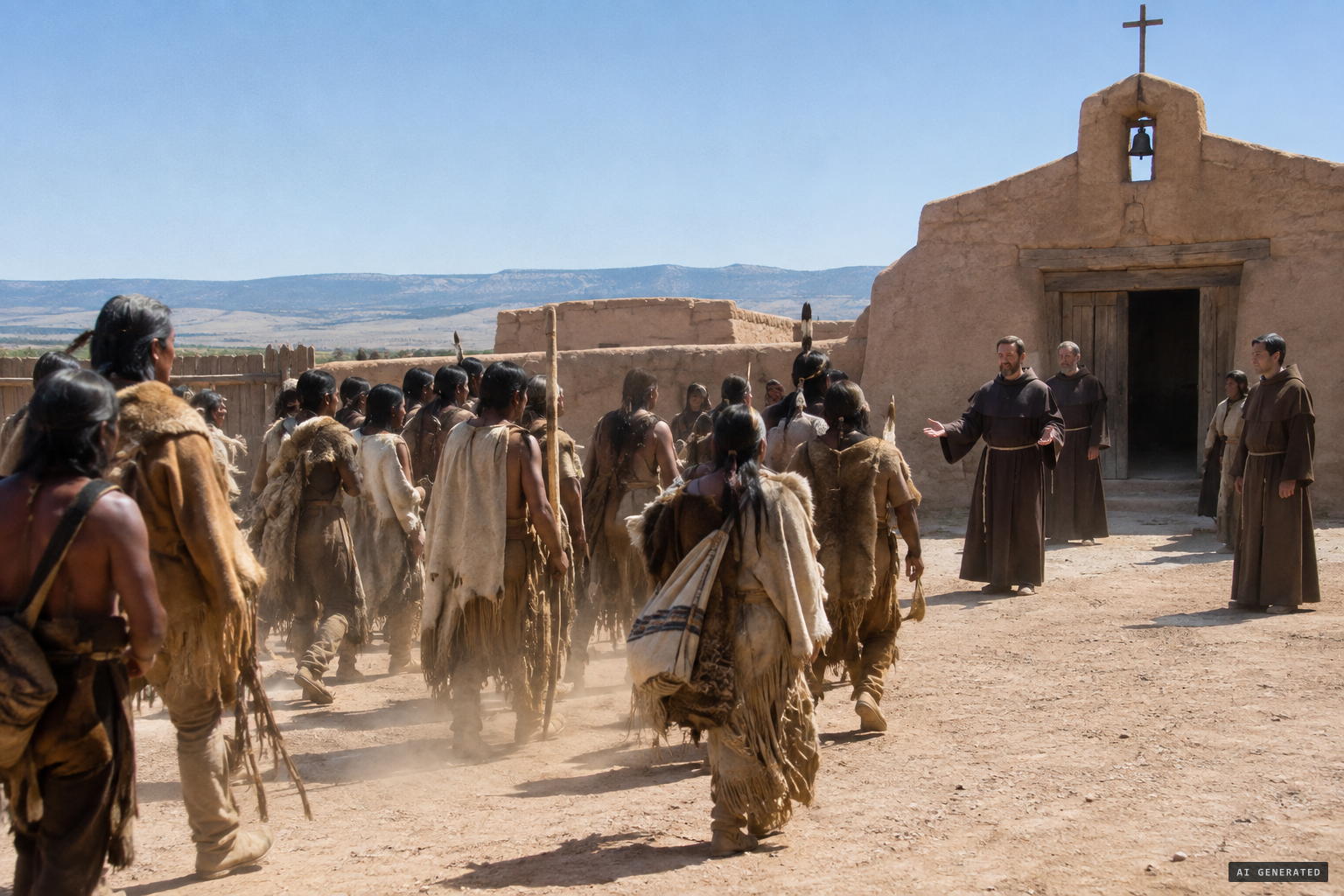 About fifty Jumano arrive at Isleta asking for missionaries and baptism