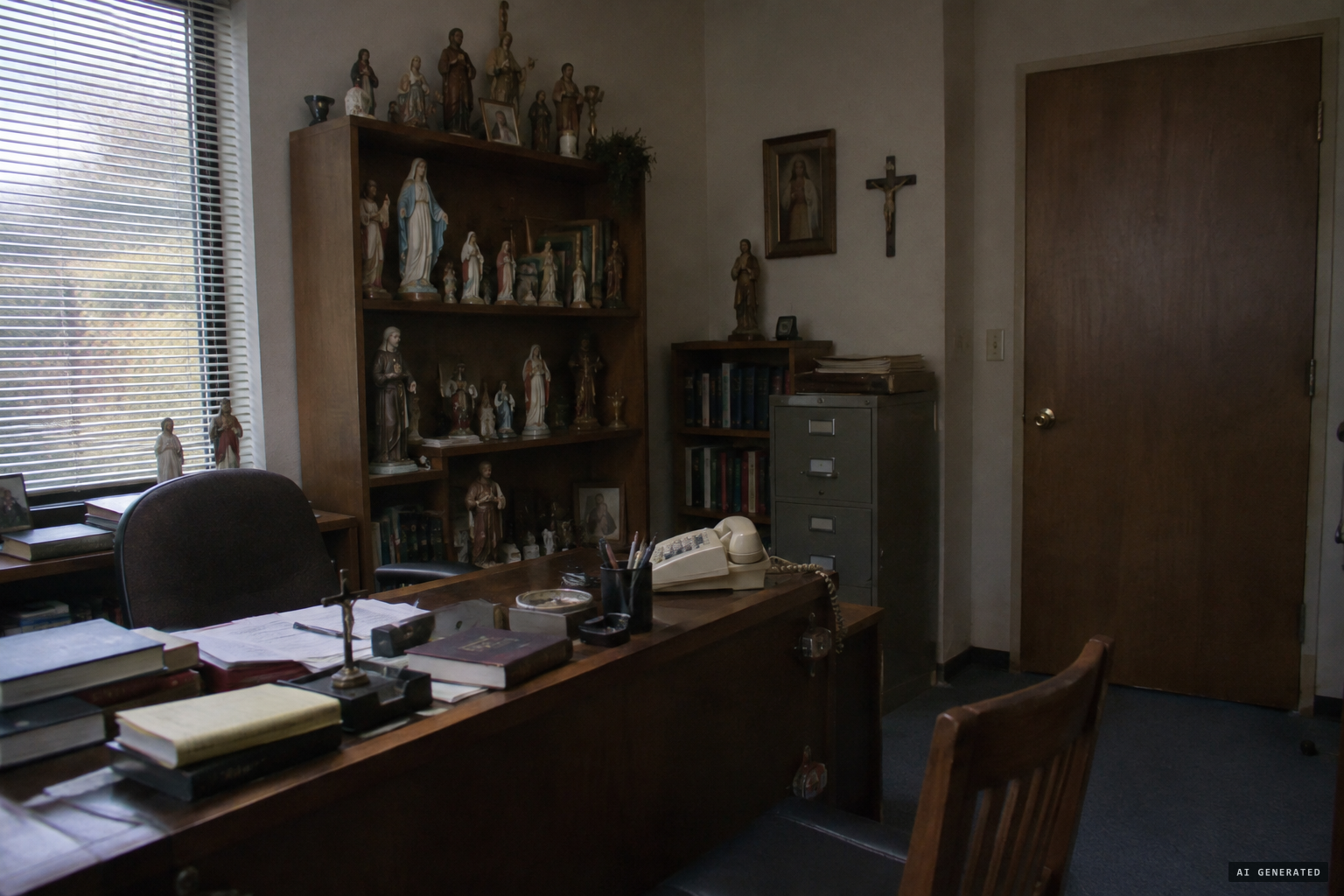 Most of the weeping statues stood in Bruse's private office