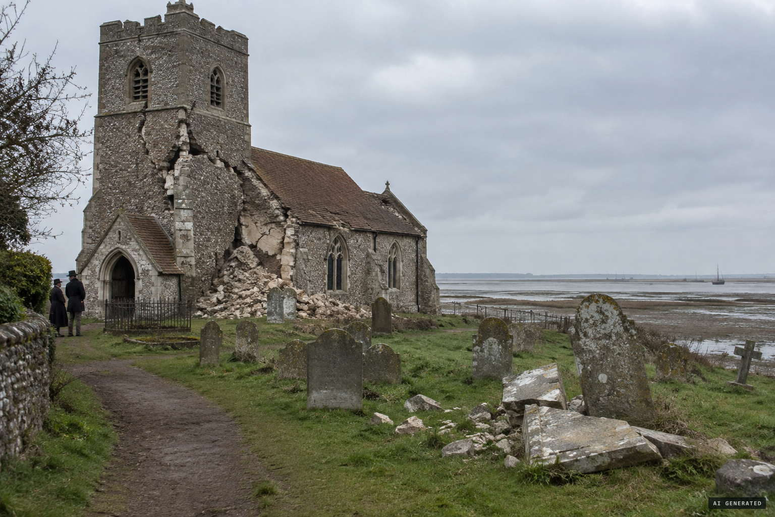 Langenhoe church damaged by the Colchester earthquake of 1884
