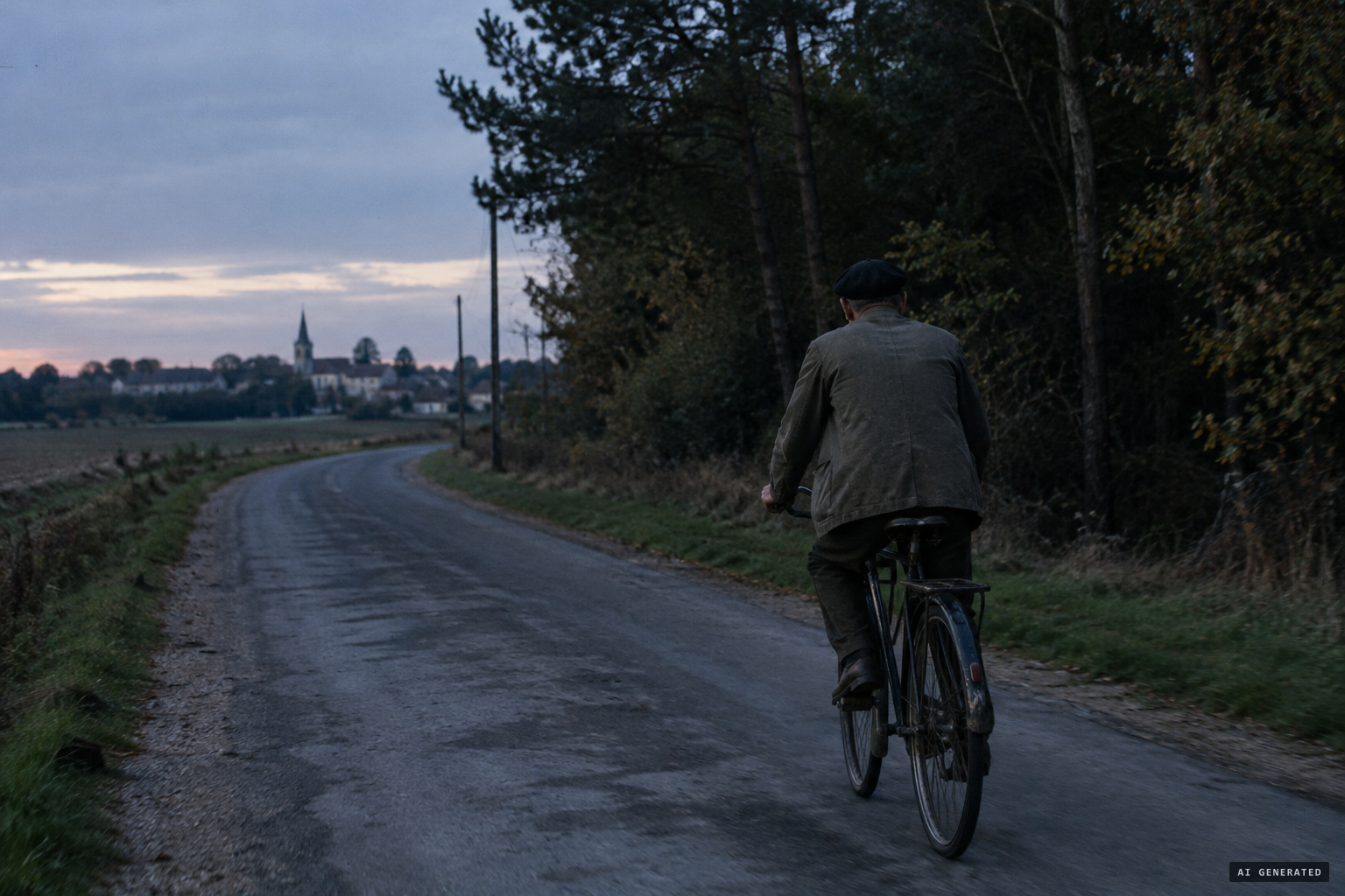 Roger Barrault cycles near the forest at about 7 p.m.