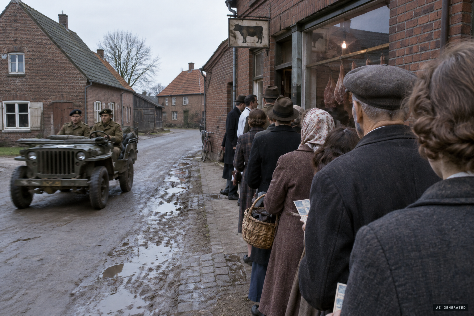 The British zone, where meat was rationed and German hunters disarmed