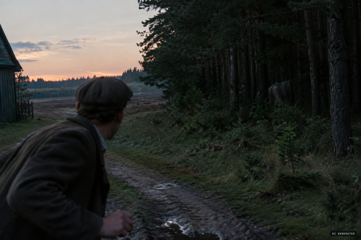 "A grey, large, shaggy animal" glimpsed at the woods