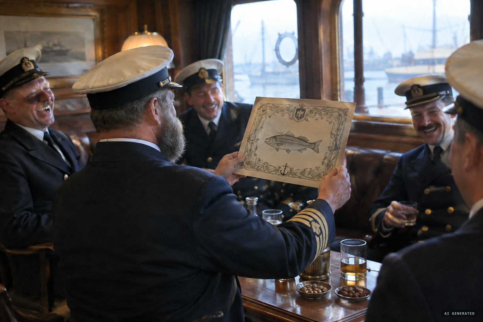Millar receives a mock certificate from the "Fish Liars Association"