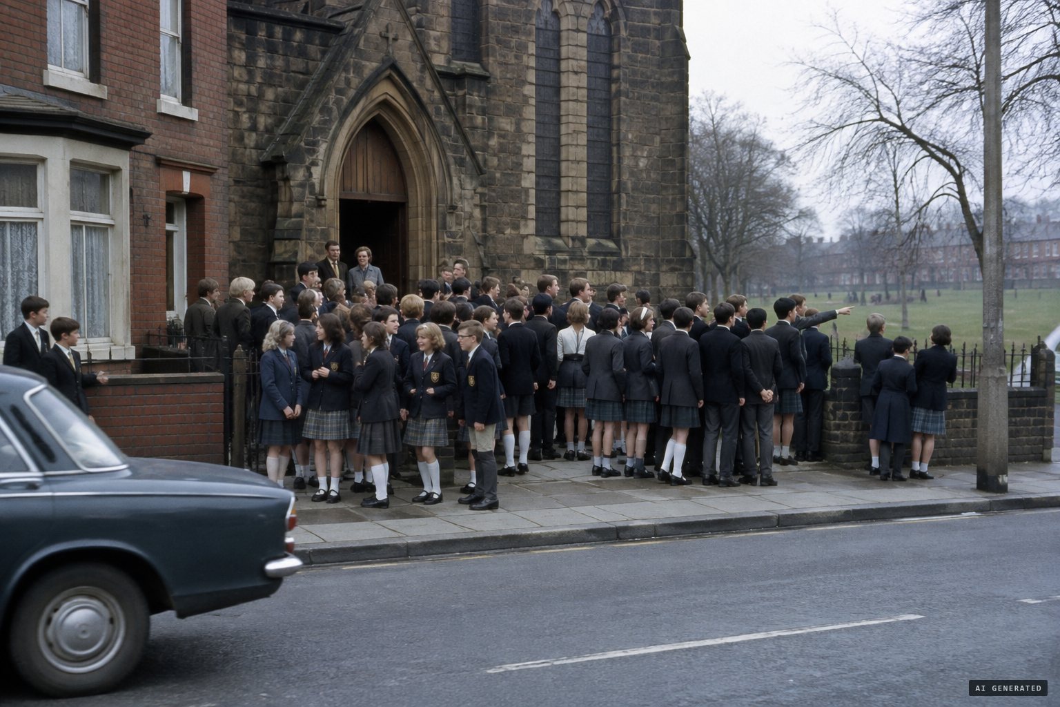 Crowds of schoolchildren in Irish, Catholic Liverpool, one of the theories behind the scare