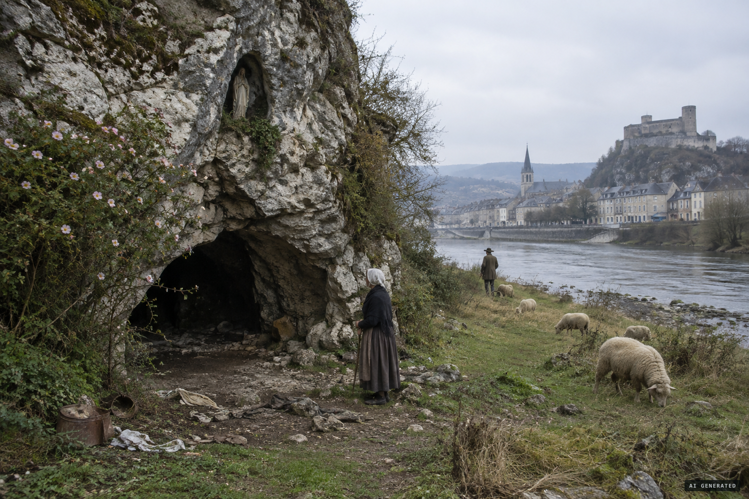 The grotto of Massabielle, common land outside Lourdes