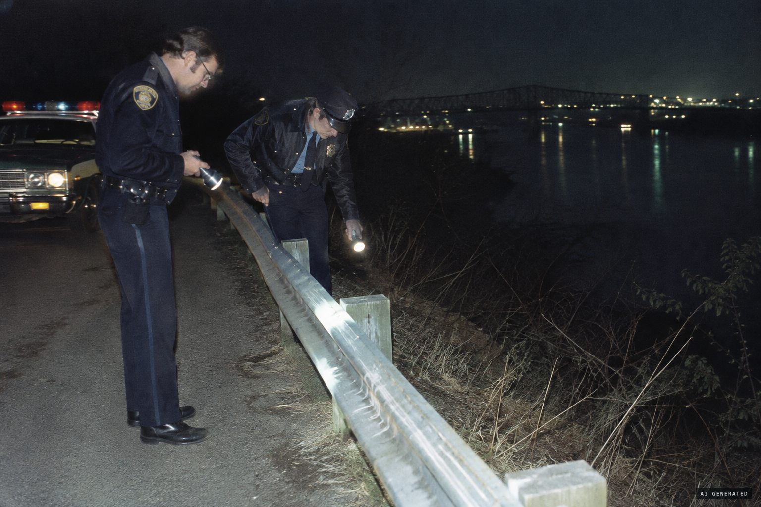 The officers find scrape marks leading down to the river