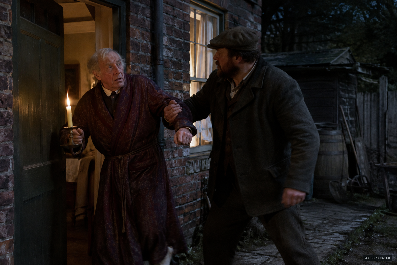Rooker opens his door and a man seizes him