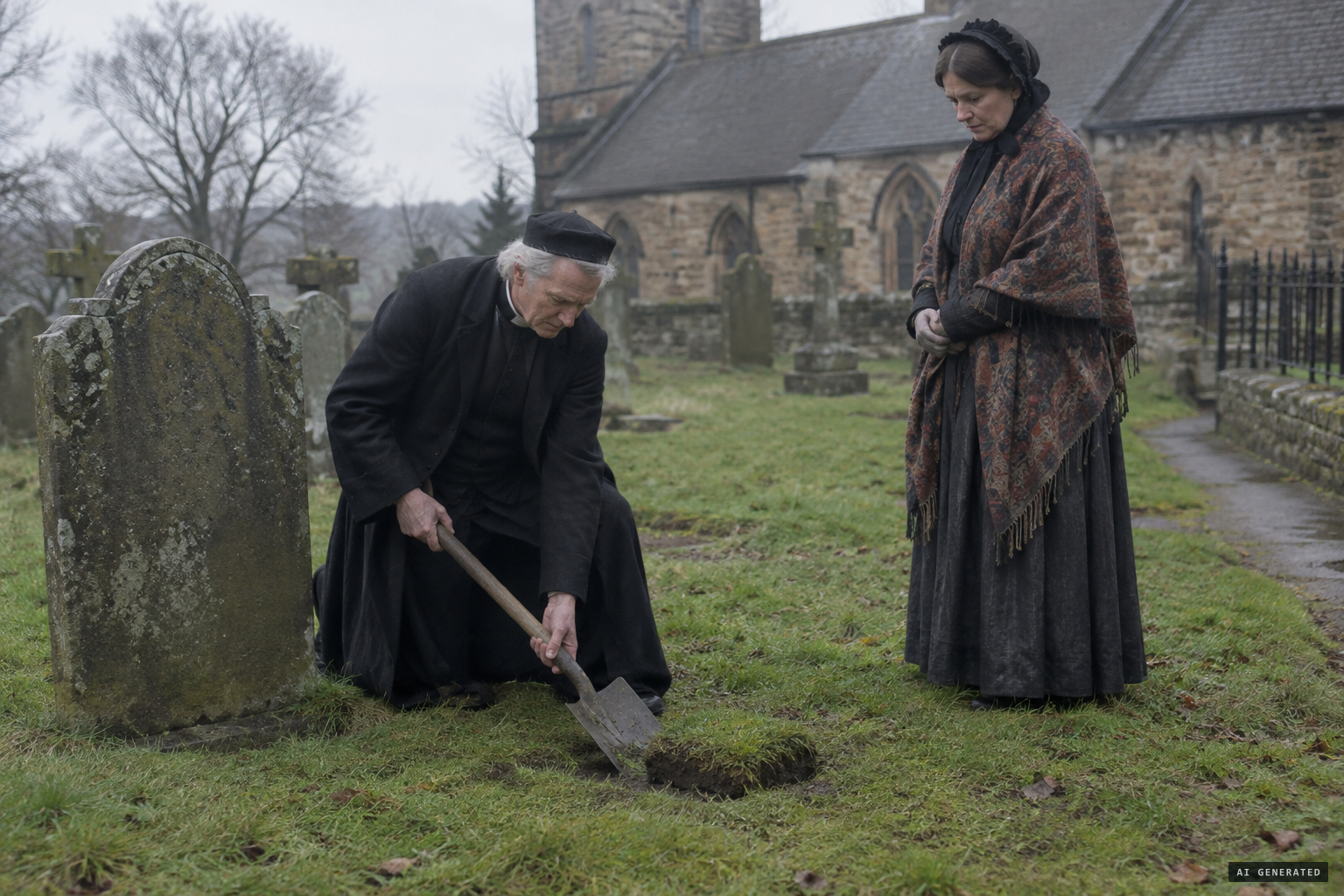 A turf four inches square is cut from a grave