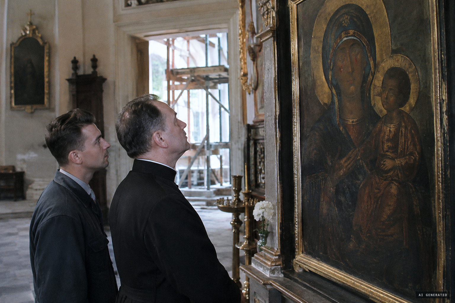 The vicar comes to see the tear for himself