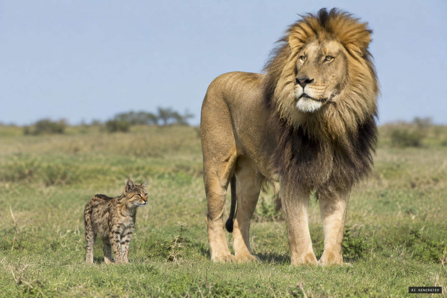 A jungle cat is about a fifth of the size of a lion