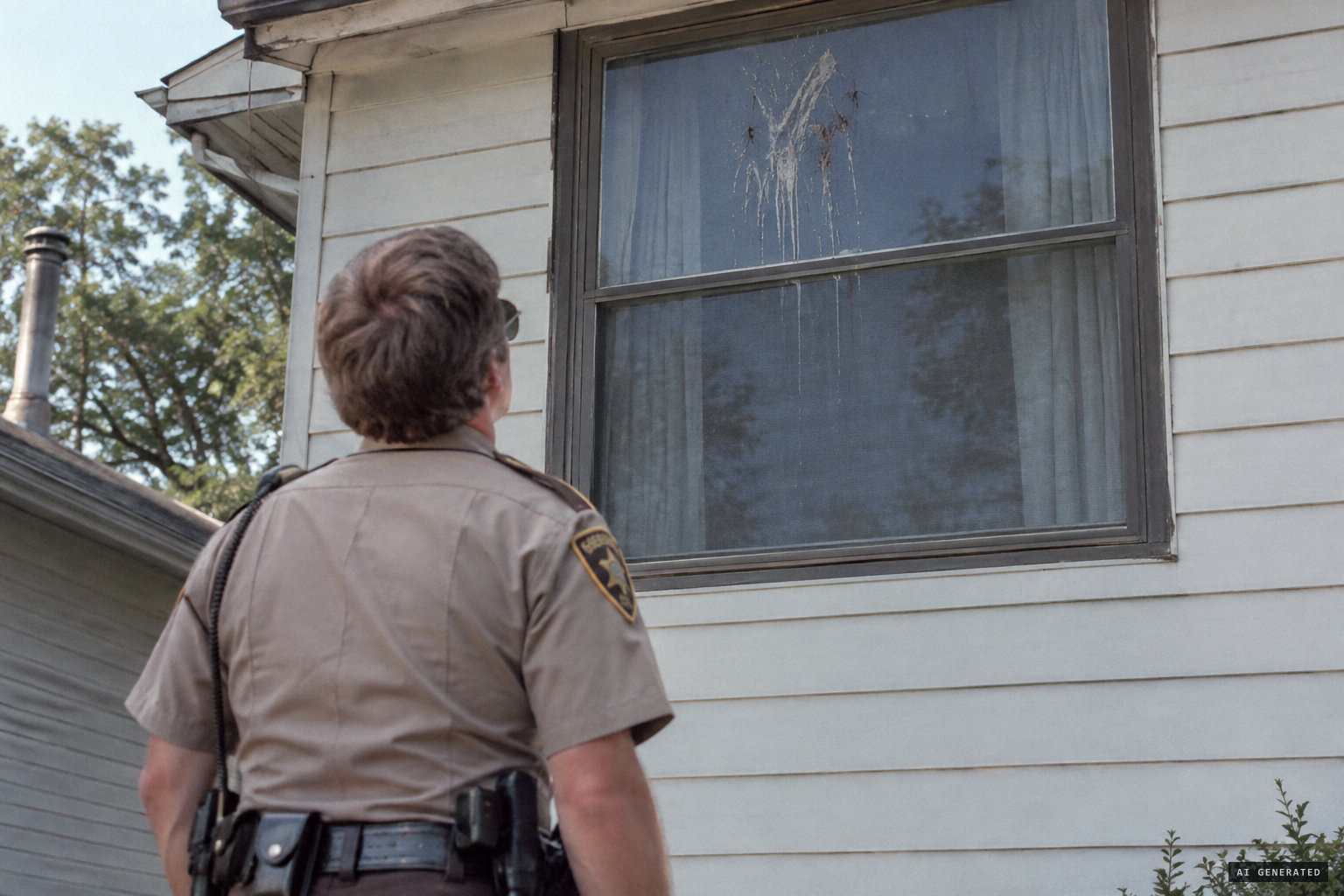The deputy finds slobber smeared across the window six and a half to seven feet up