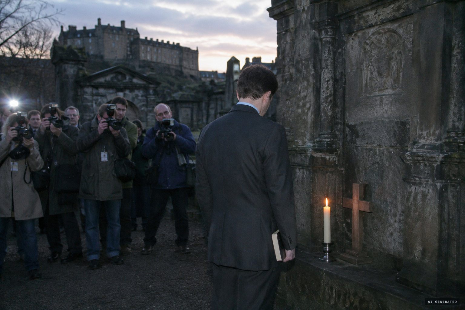 Medium Colin Grant attempts the exorcism with press watching