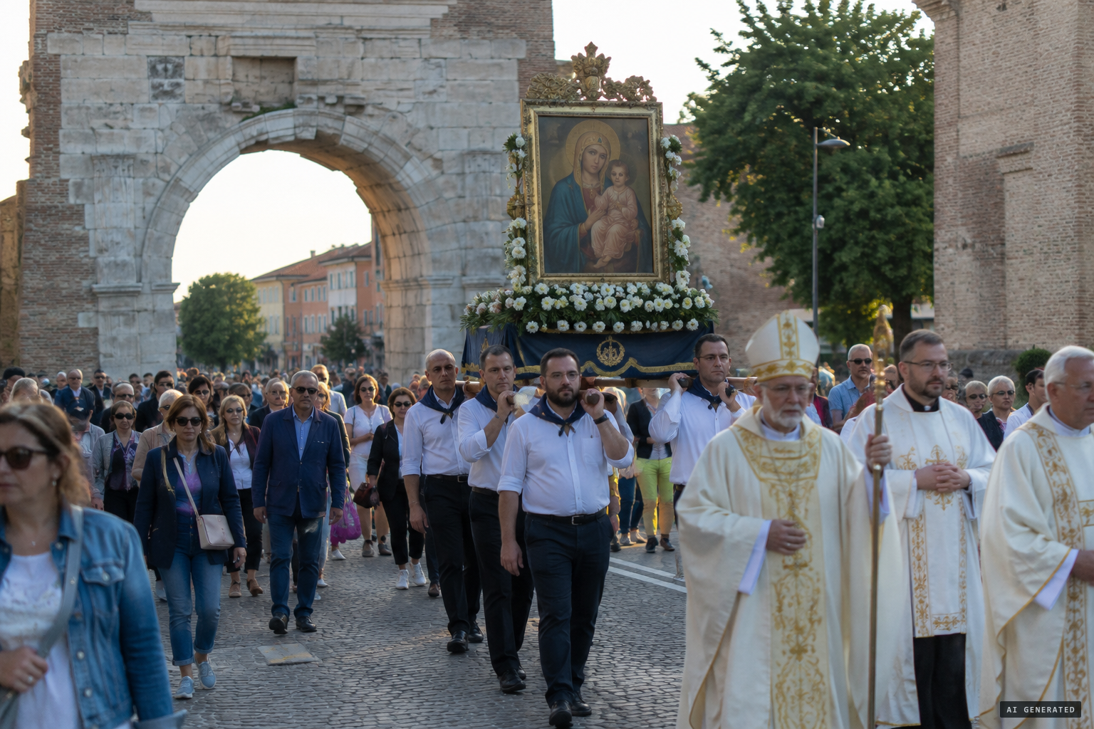 The annual 12 May procession through the streets of Rimini
