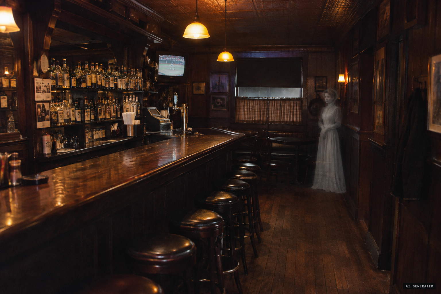 The Madonna pasted onto a photo of a Connecticut bar as a 'full body apparition'