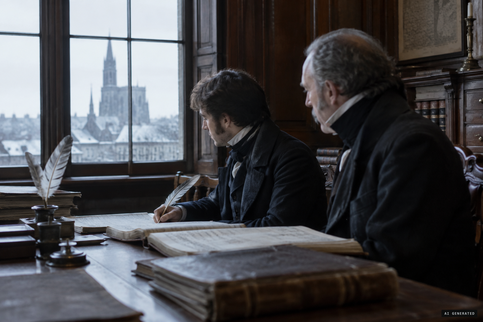 Alphonse Ratisbonne at work in the family bank in Strasbourg