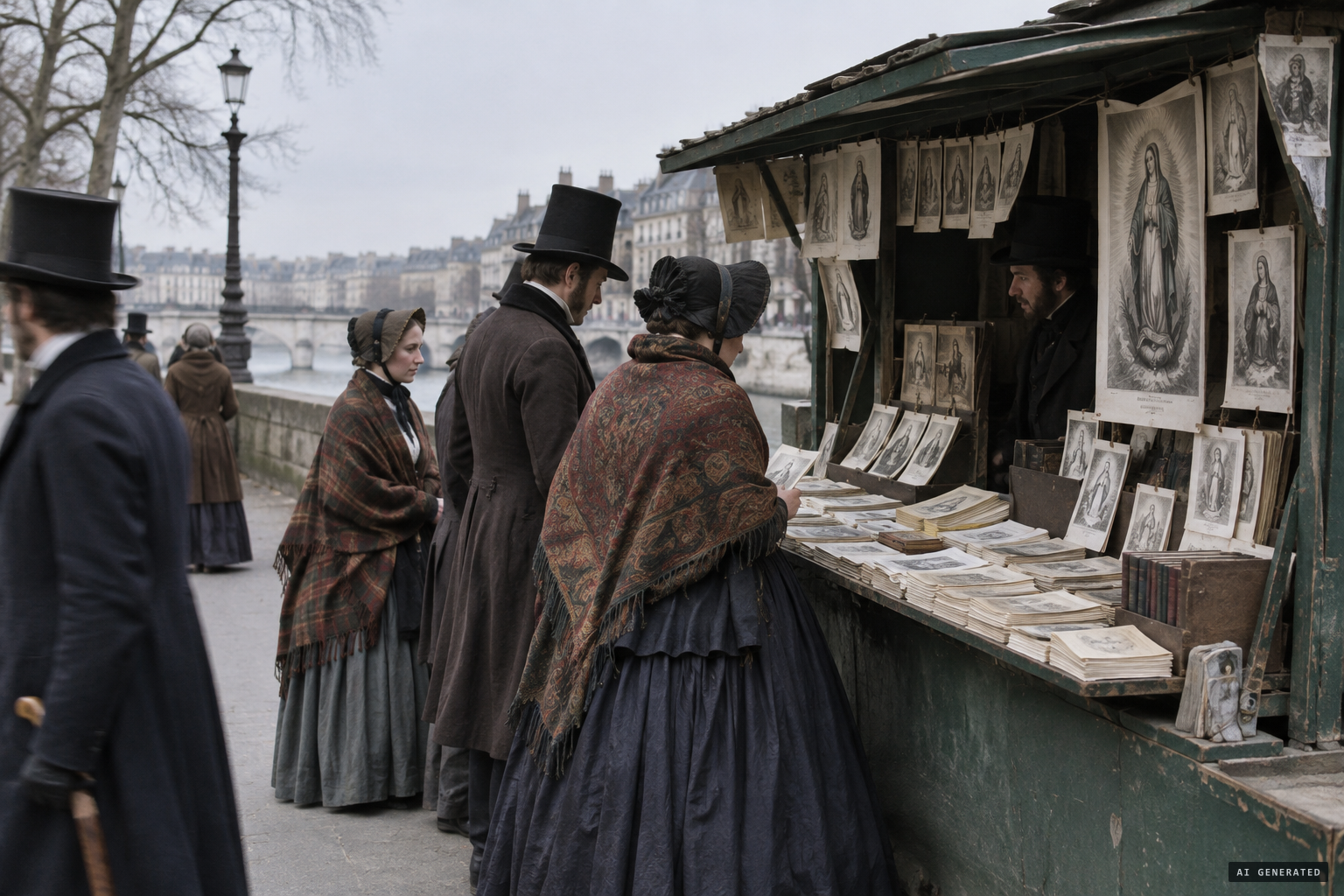 Pamphlets and images spread the conversion story in Rome and Paris