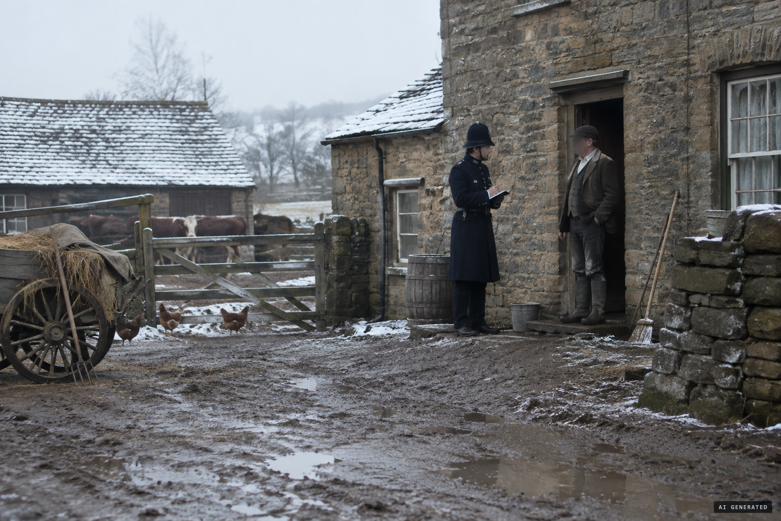 The village policeman asks the master about a robbery on the Big Bridge