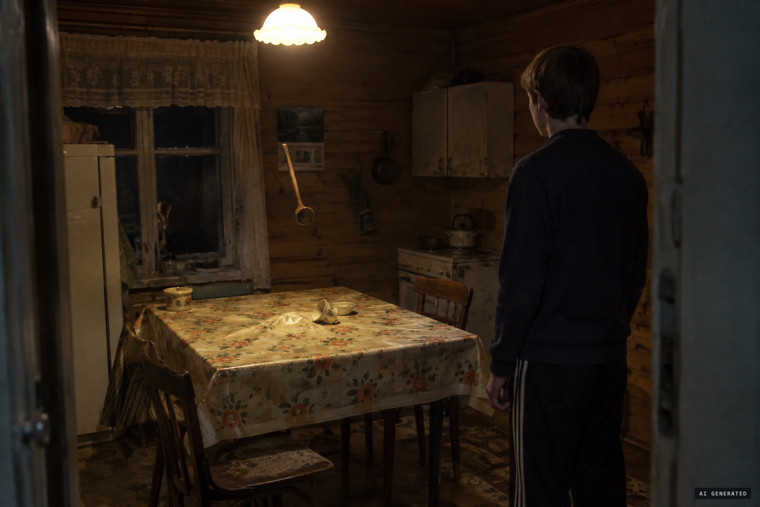 A knife flies at Igor and sticks in the wall