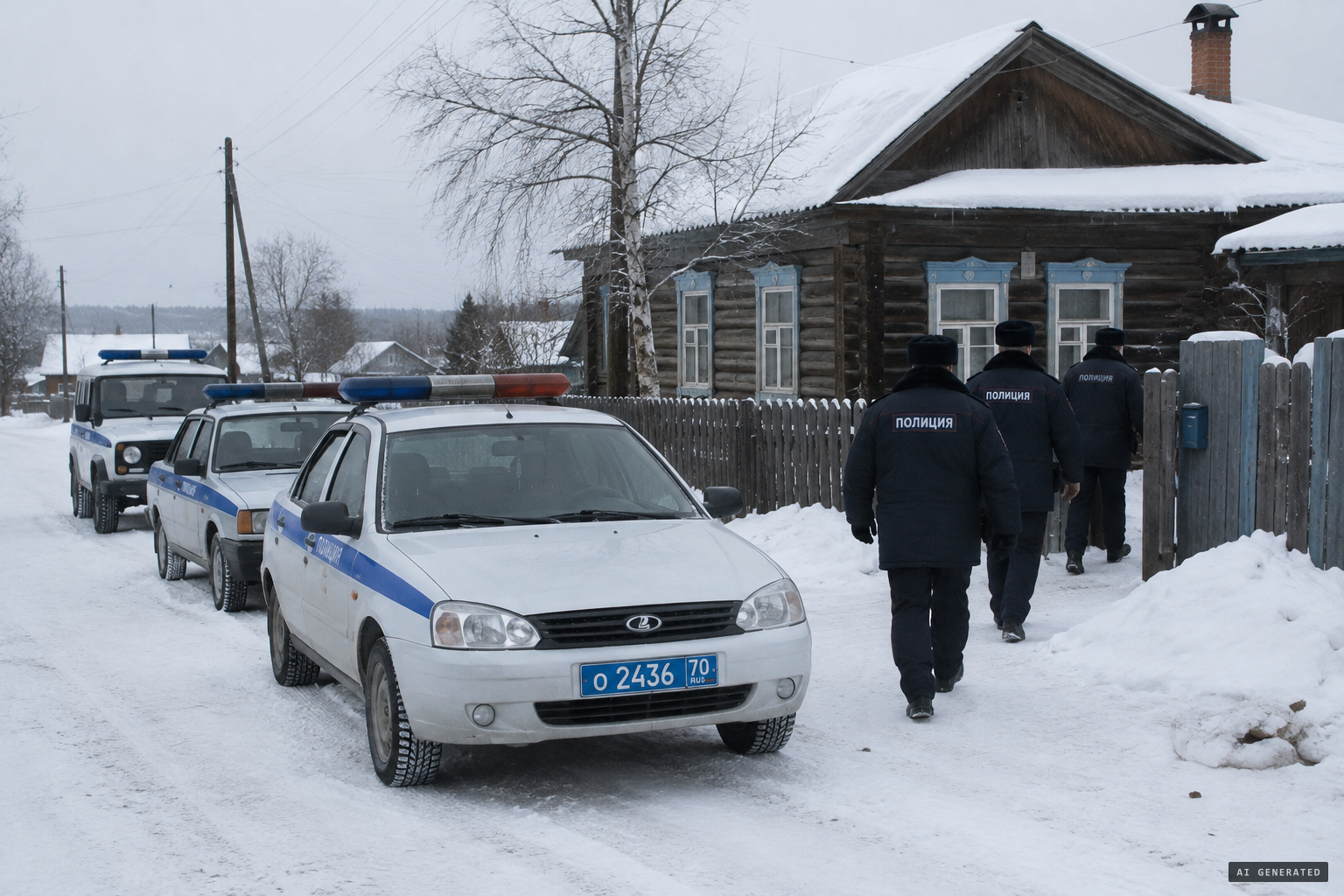 Three police patrols arrive at the house on 12 February