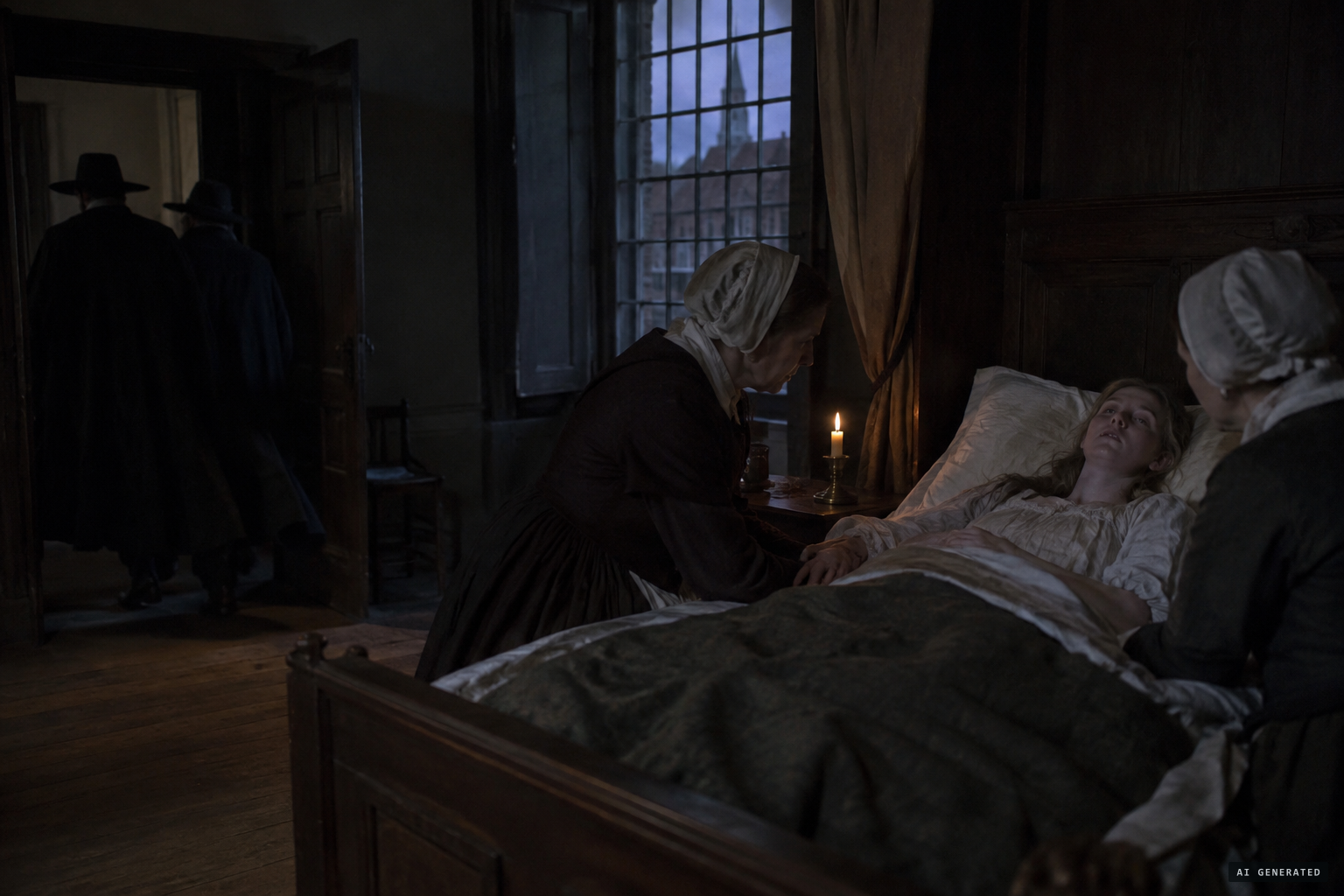The spectres give up, leaving her extremely weak and faint