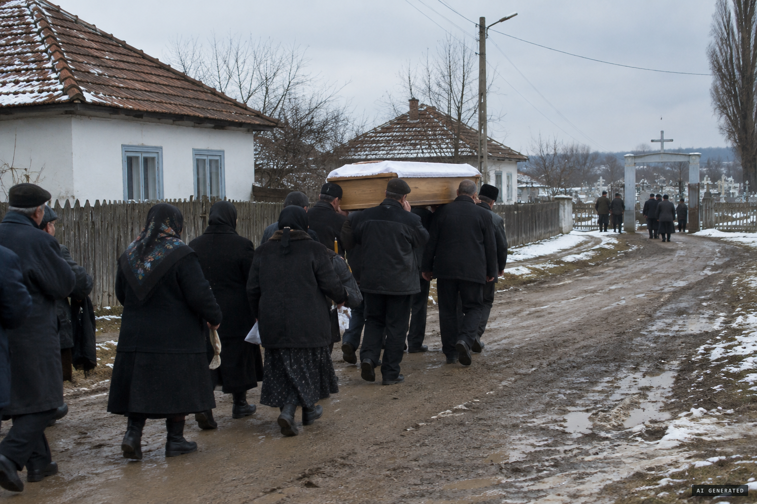 Mărotinu de Sus, where Petre Toma was buried on New Year's Day 2004