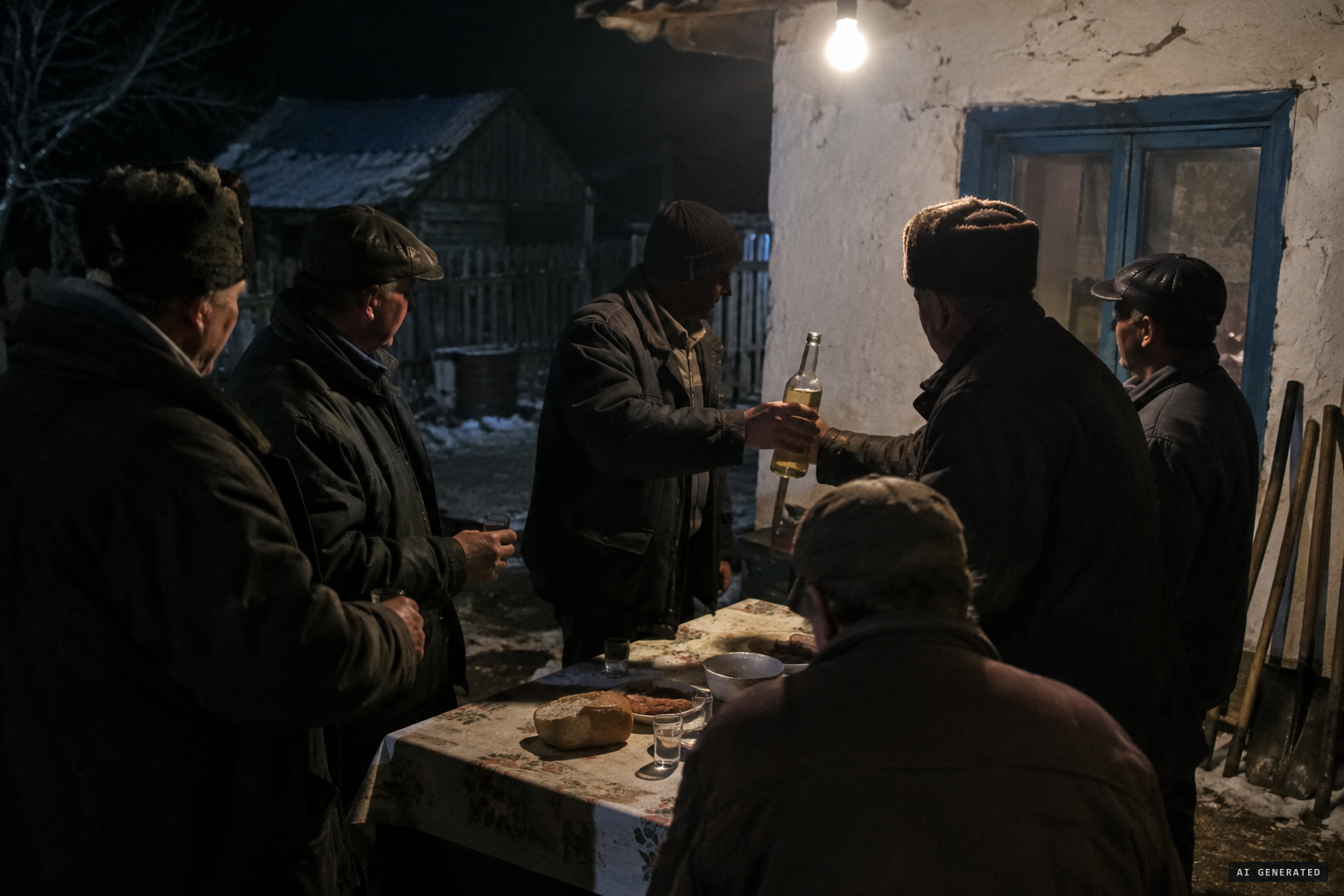 Six men drink to find their courage
