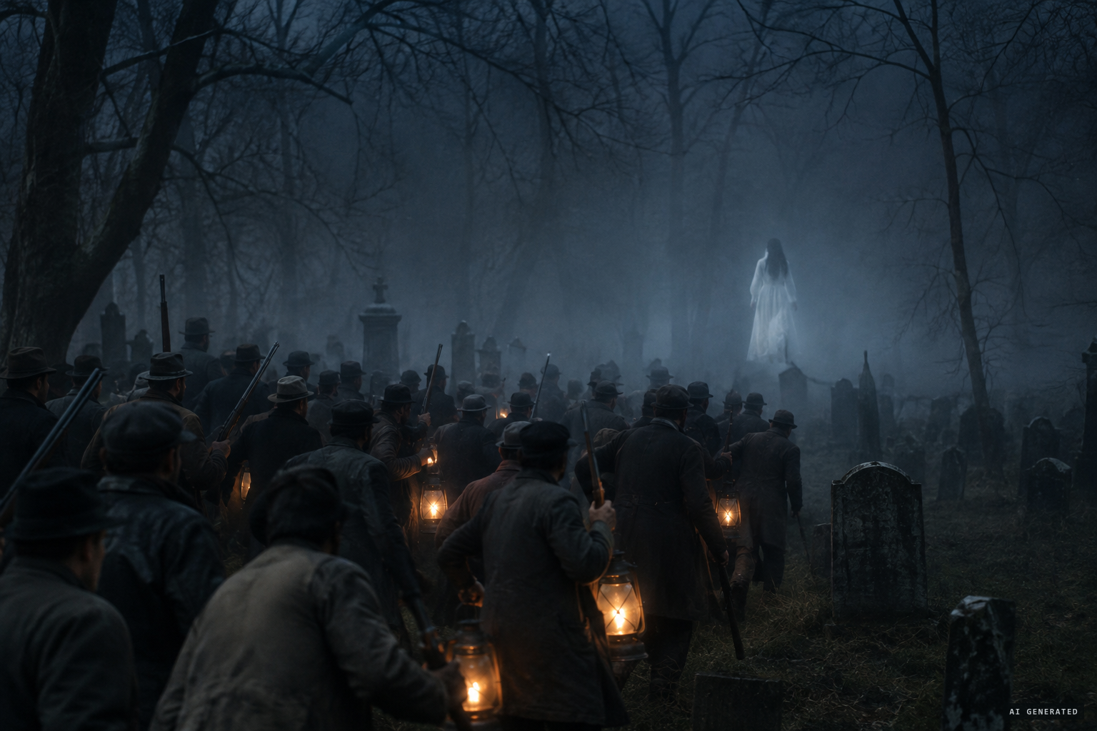 Several hundred people armed with clubs and guns assault the spectre