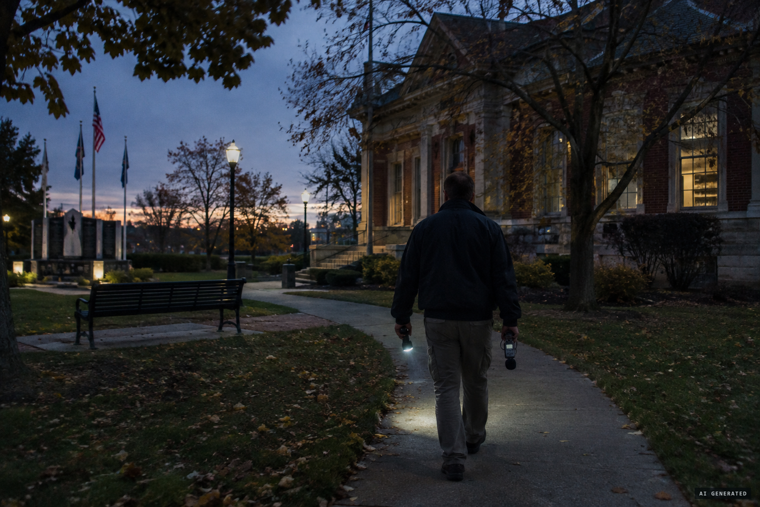 A local investigator visits the park