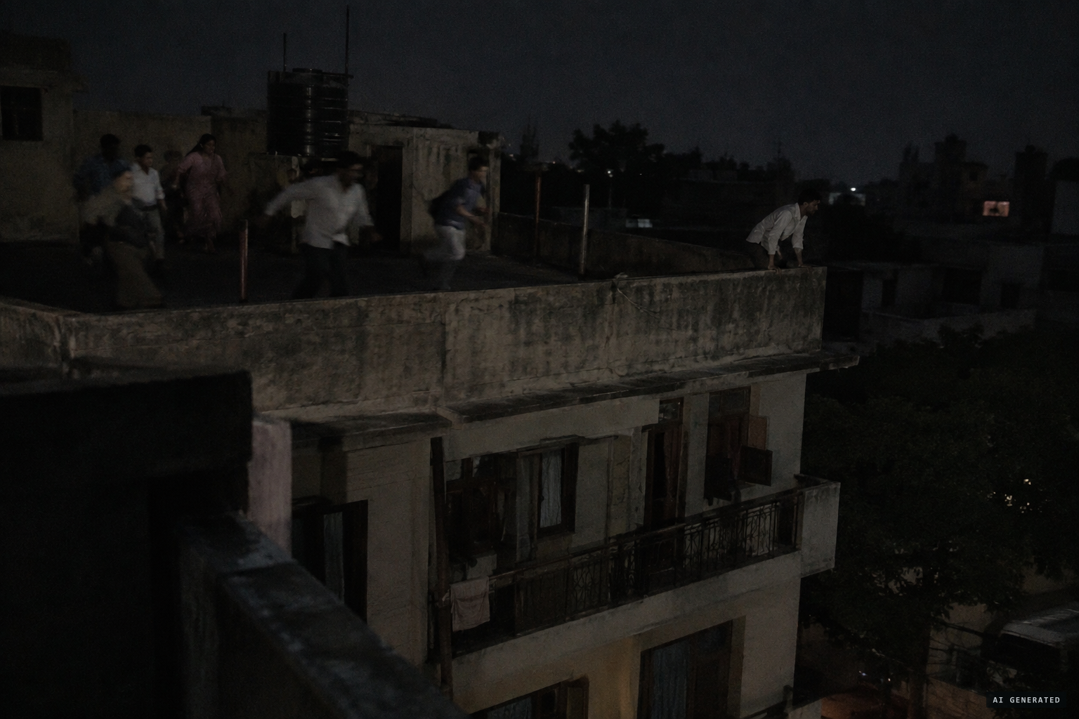 Panic on the rooftops: in Shakurpur, Ram Prakash jumped from a three-storey roof