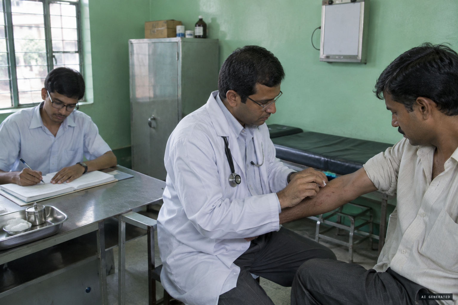 Doctors and investigators examine the victims and judge the injuries accidental or self-inflicted