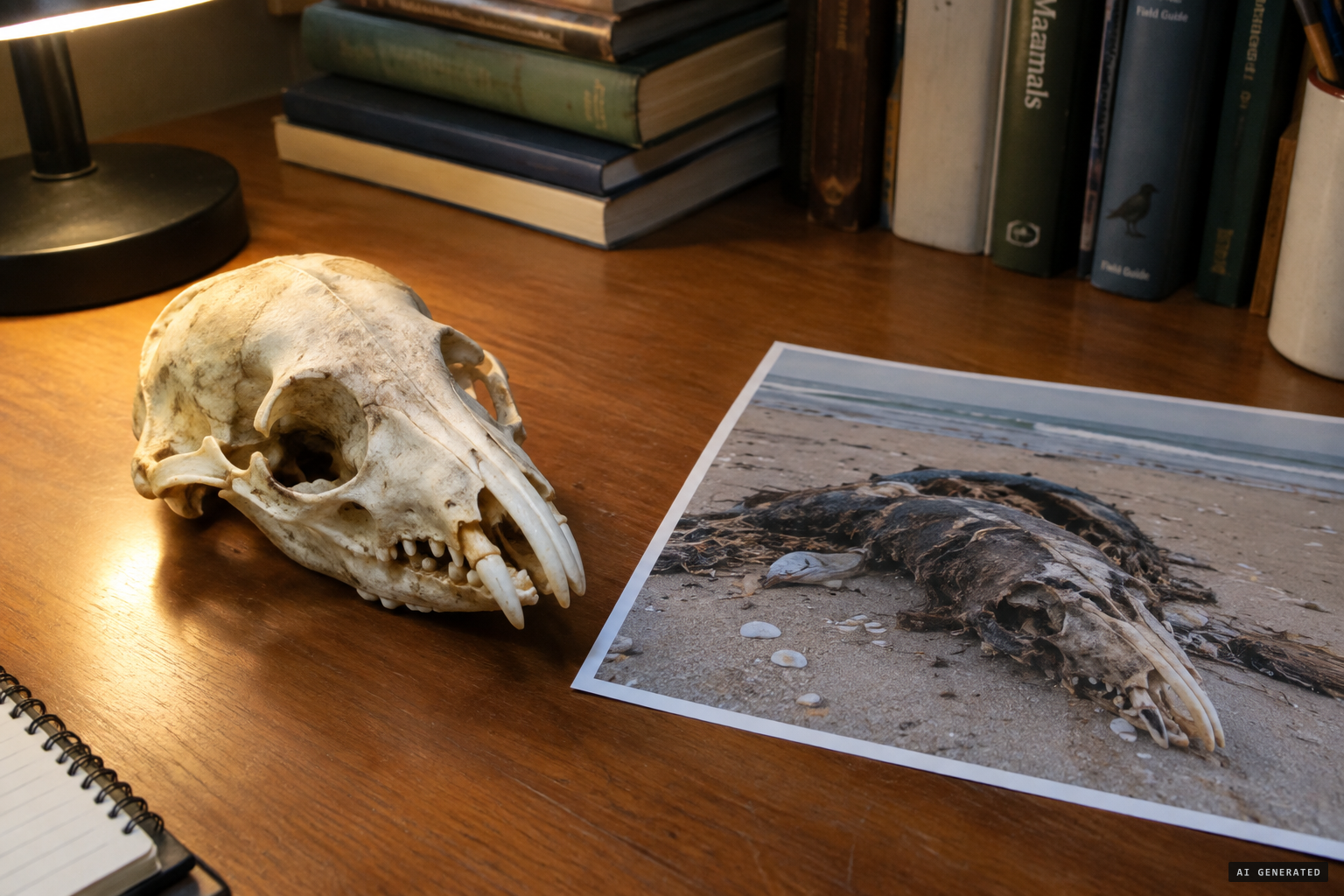 Darren Naish's case: the 'beak' is a raccoon's naked premaxillary bones.