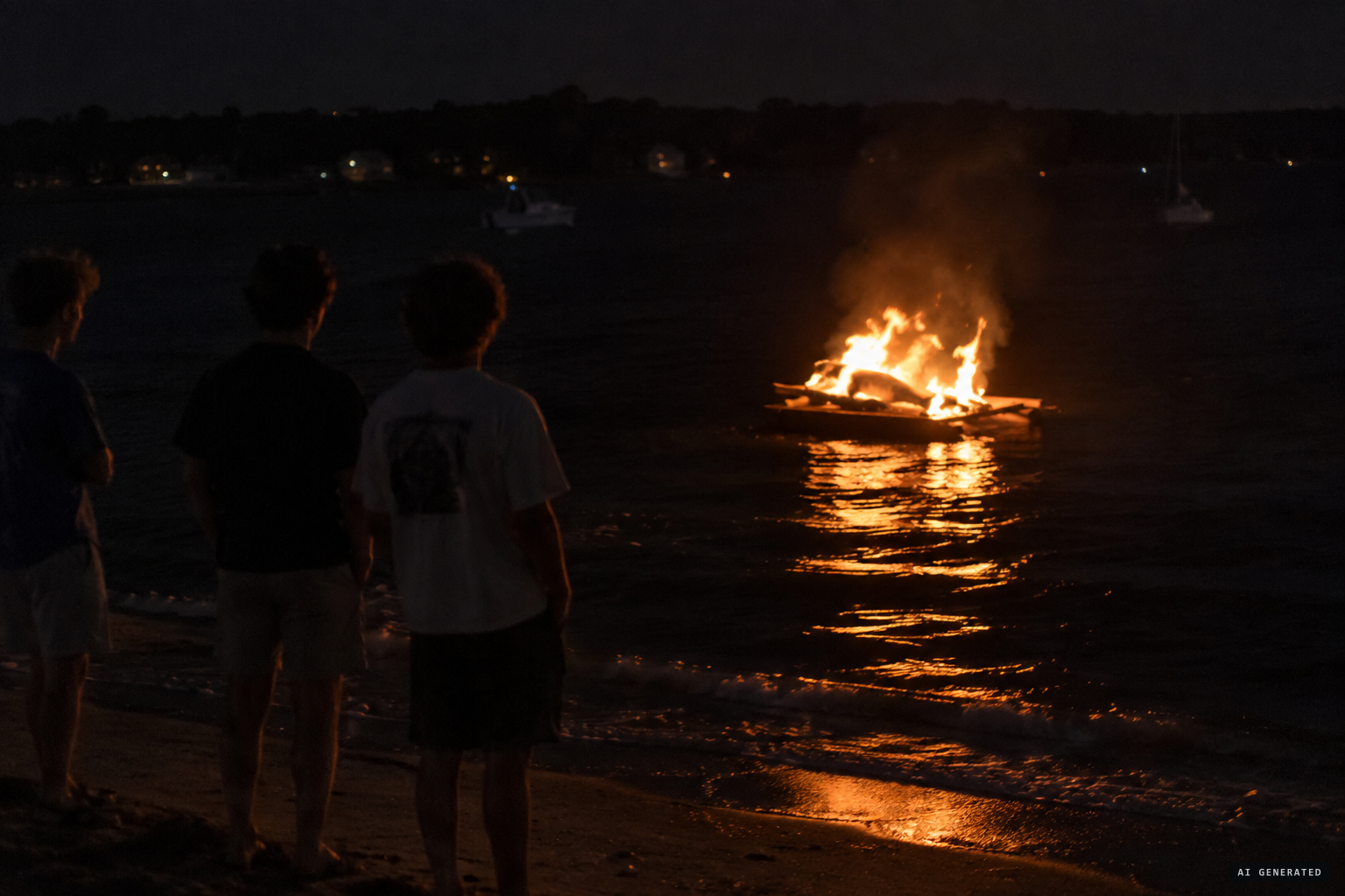 The unconfirmed hoax claim: a dead raccoon given a 'viking funeral' on a burning raft.