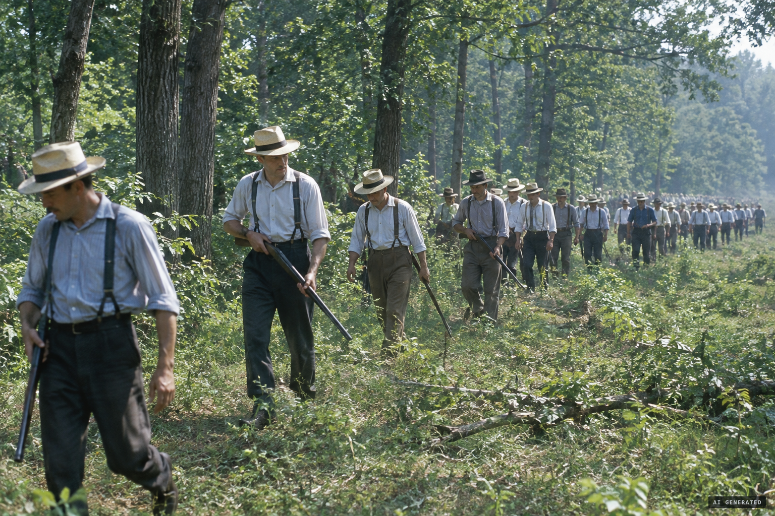 About 300 people search the woods around Decatur and find nothing