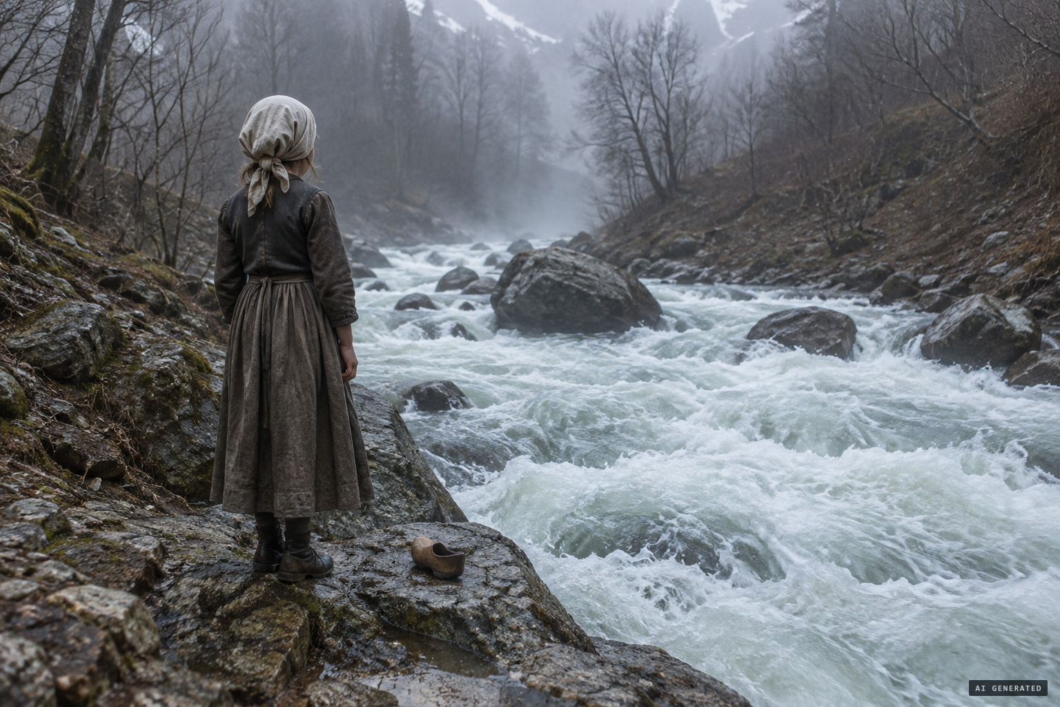 Péronne Tavernier sees a classmate fall into the swollen torrent