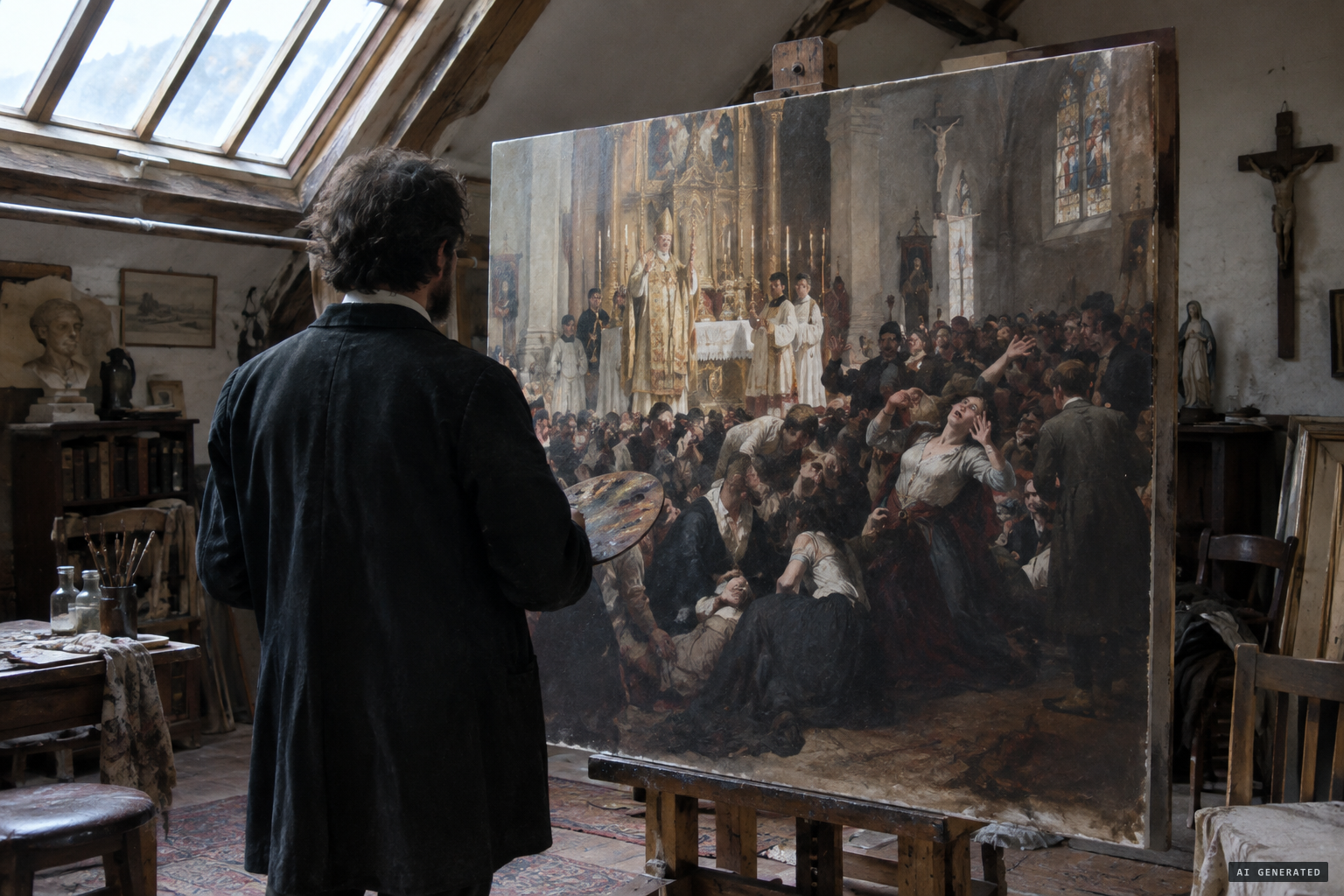 Laurent Baud's painting of the confirmation scene, Les Possédées de Morzine
