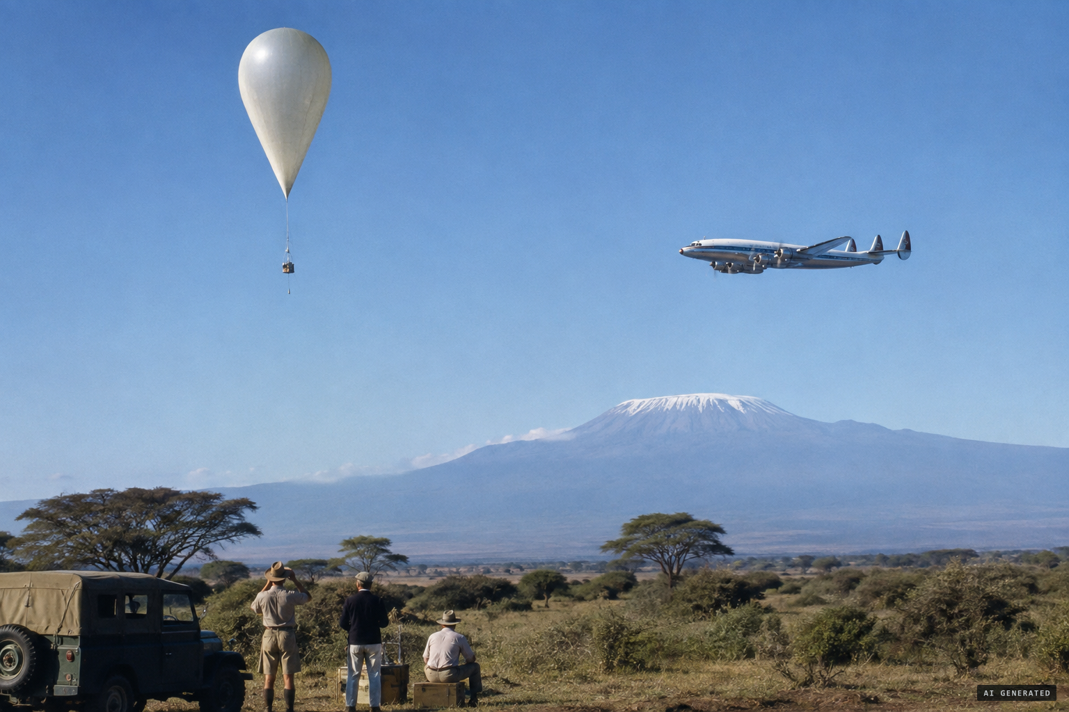 Proposed explanations: a Skyhook balloon or an Air France Super Constellation.