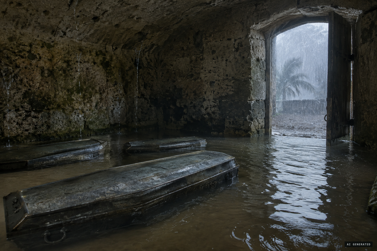 The water theory: seepage floating the lead coffins