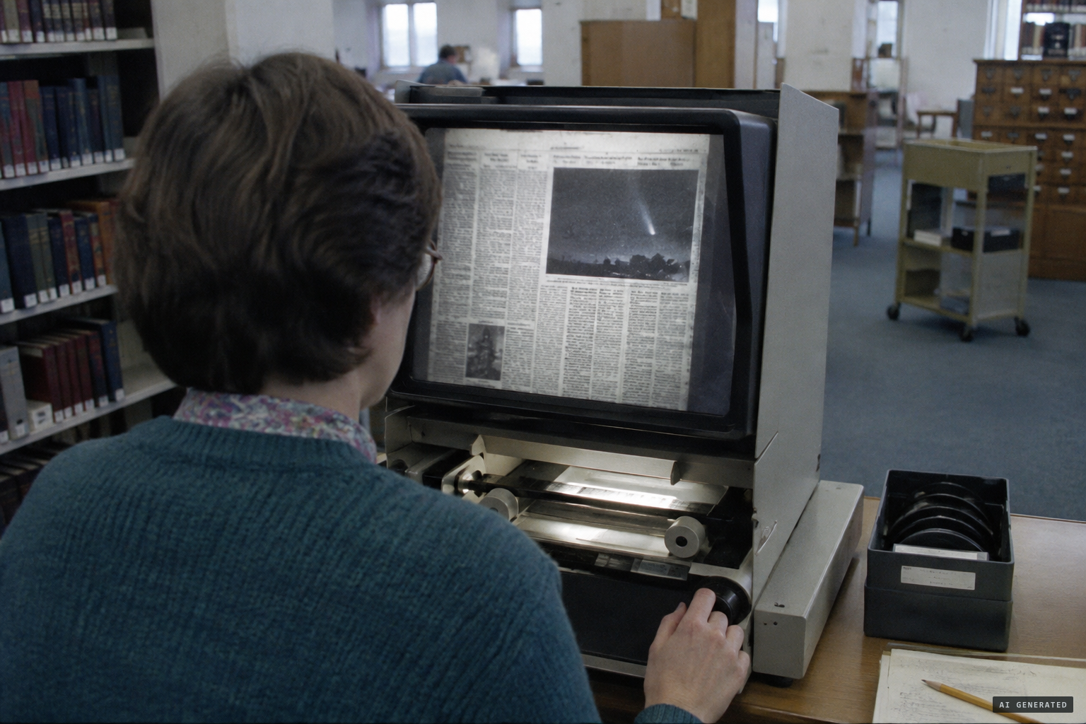 Kevin Randle finds the Sun article on microfilm.