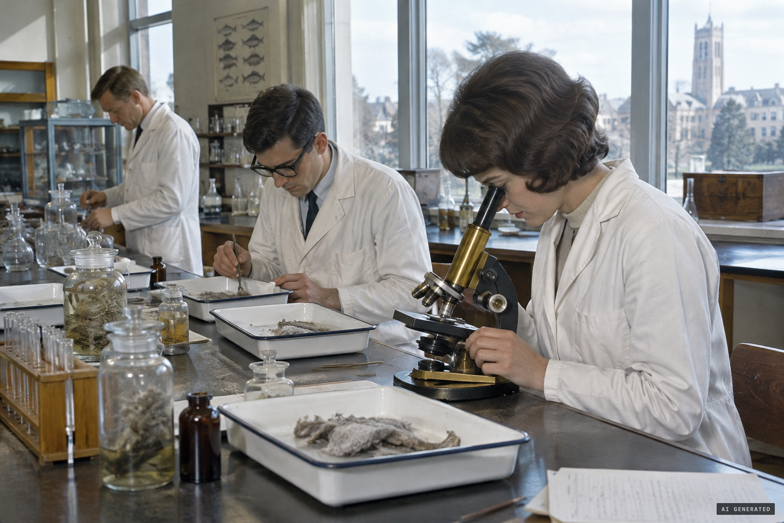 University specialists test pieces of the hairy mass