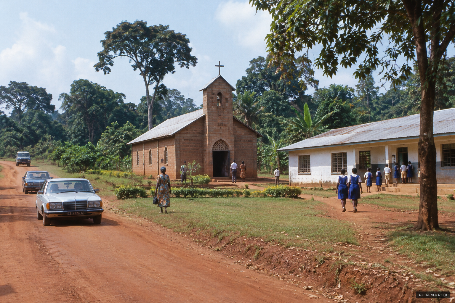 Nsimalen, south of Yaoundé: the church and the Daughters of Mary school beside it