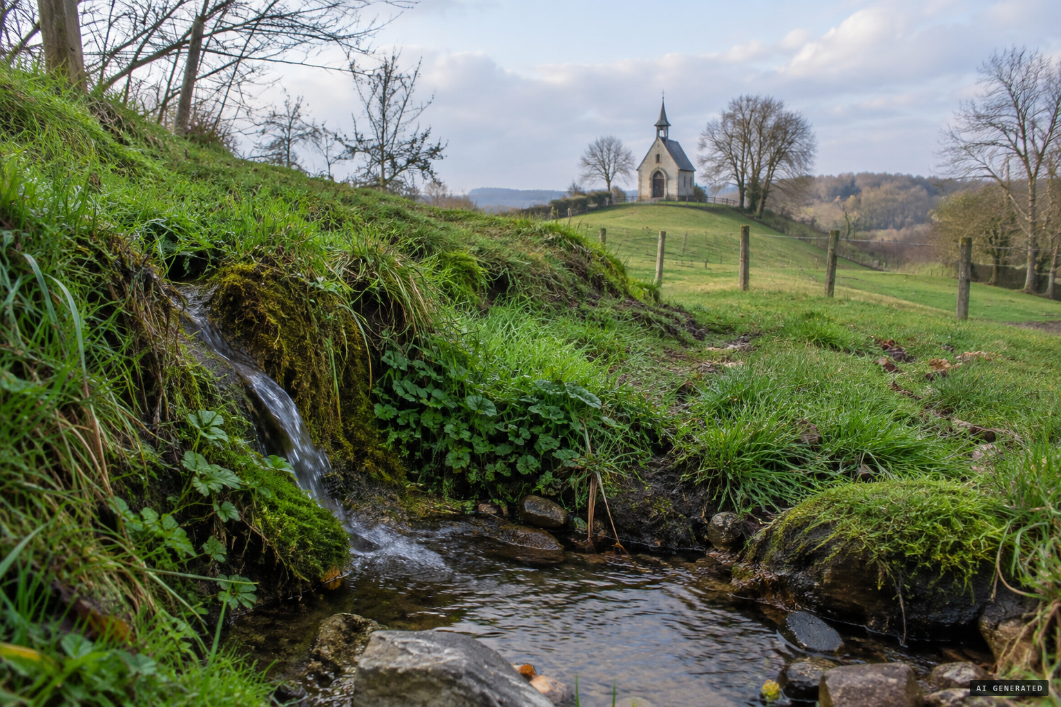 Springs near the chapel: damp soil and saponification as the sceptics' answer