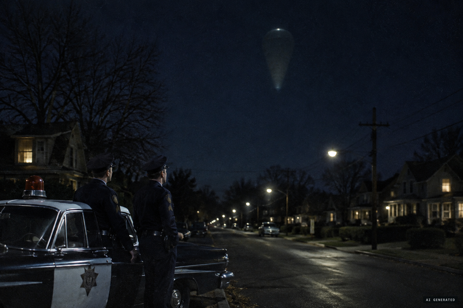 Two Westwood officers see a huge object, round at the top, tapering to a cone