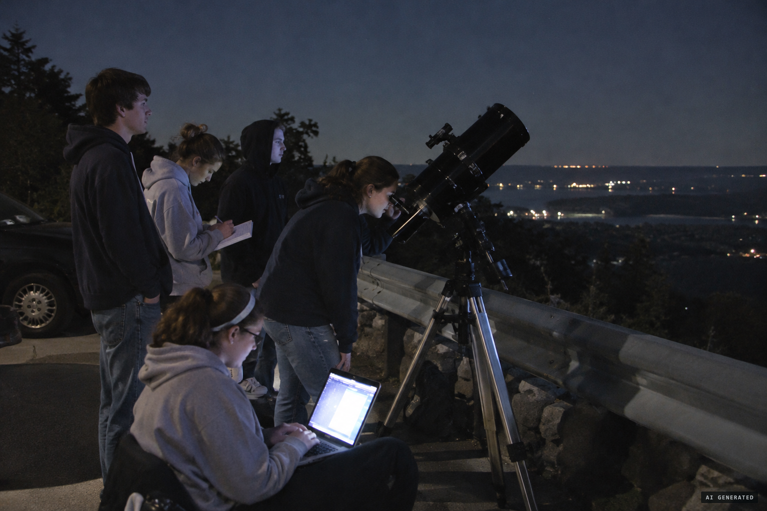 2010: a Michigan Tech optics club brings a telescope to the overlook.