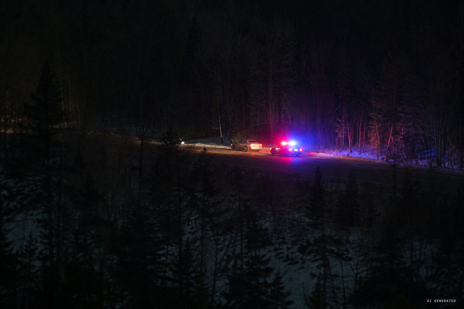 A police stop explains the red and blue lights.