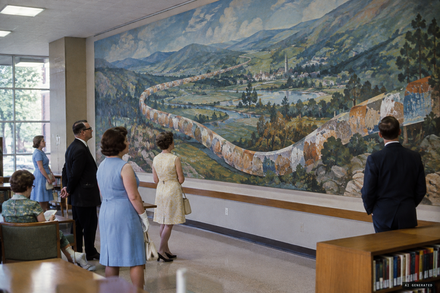 The Peninsula Library mural, popularly read as the snake