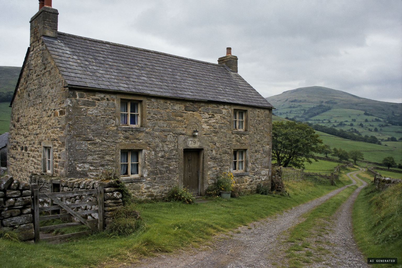 Penyffordd Farm in remote countryside at Treuddyn, near the old pilgrim route to Holywell