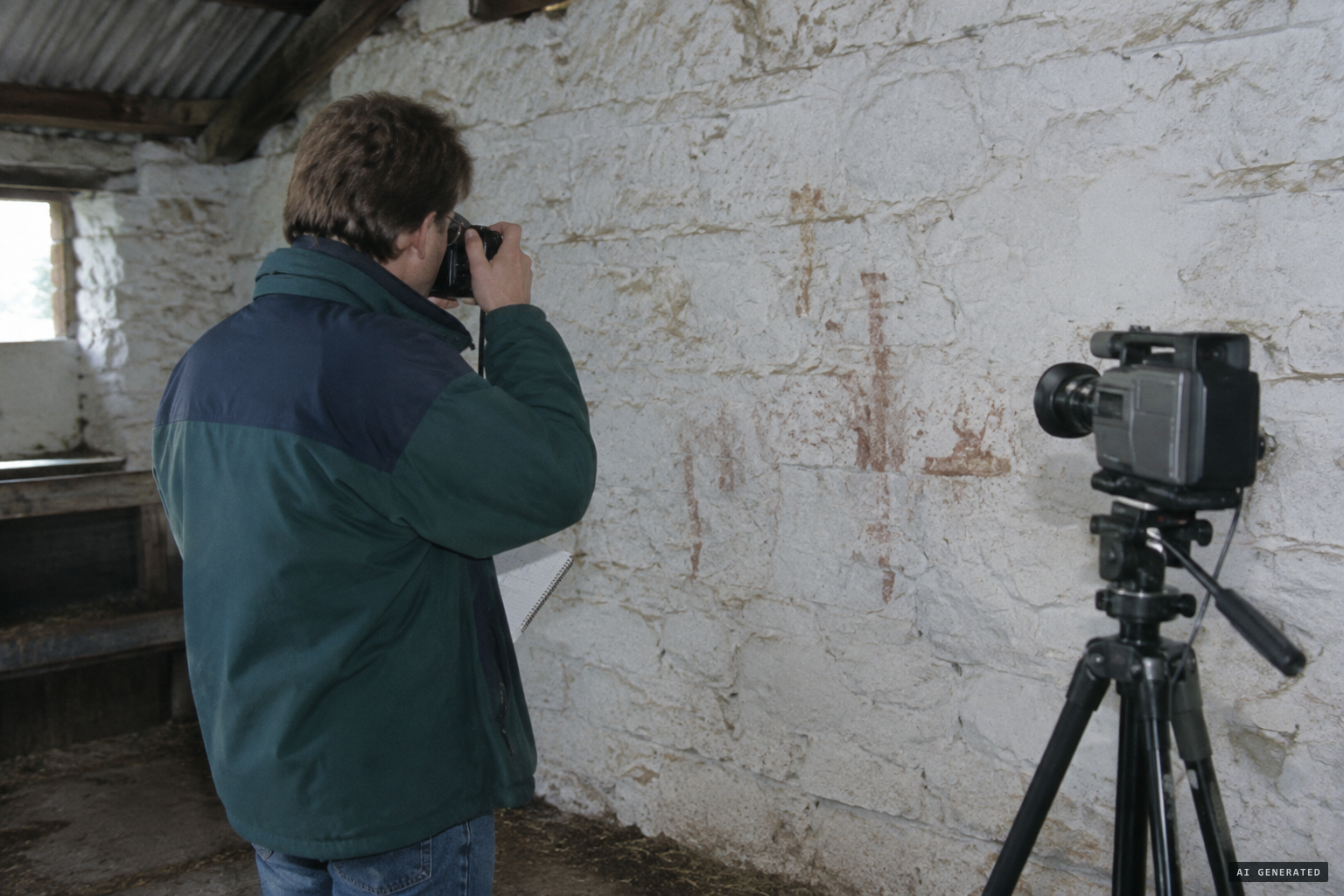 Dr Michael Daniels catalogues the markings and sets time-lapse video on a wall
