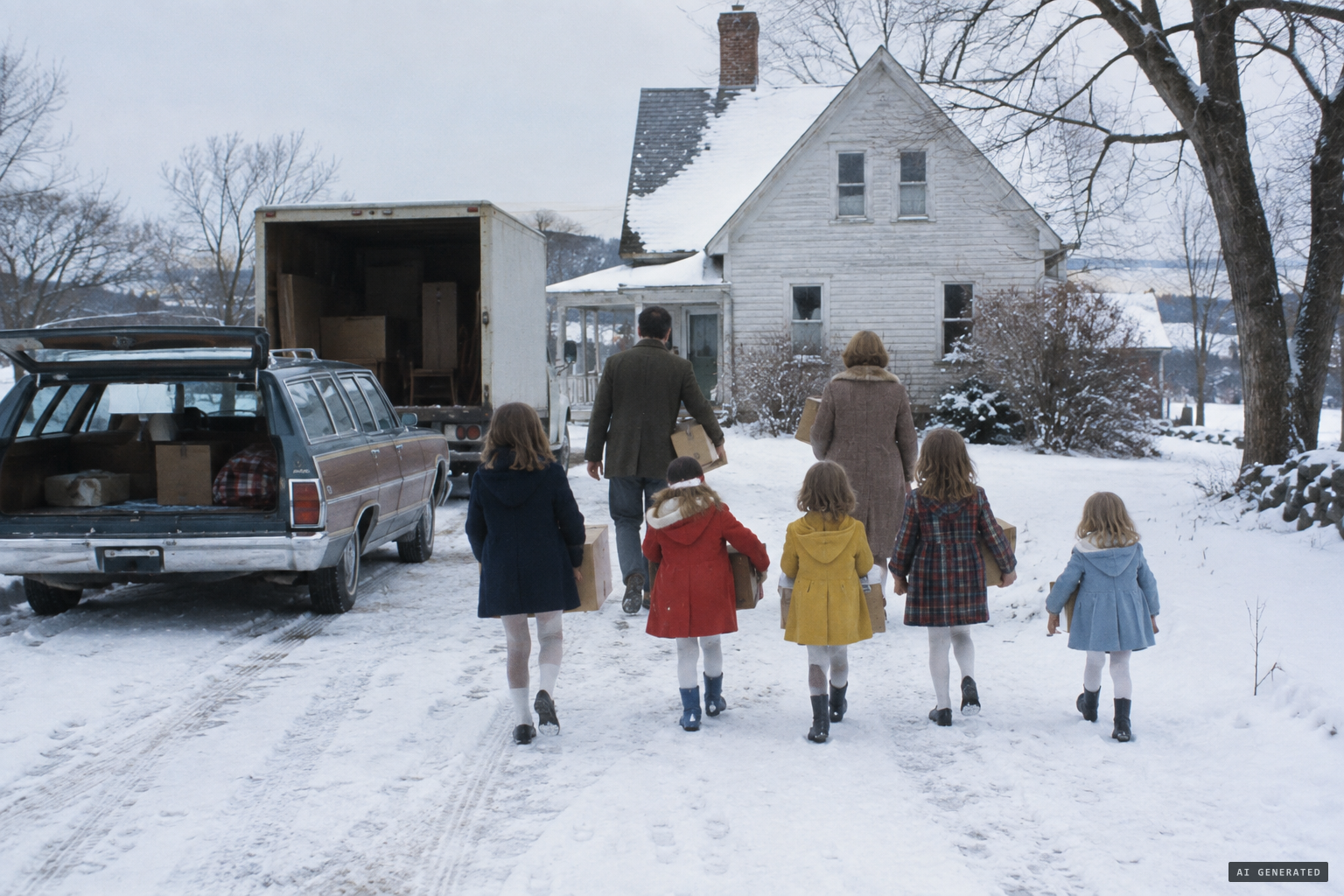 The Perrons and their five daughters move into the farmhouse, January 1971