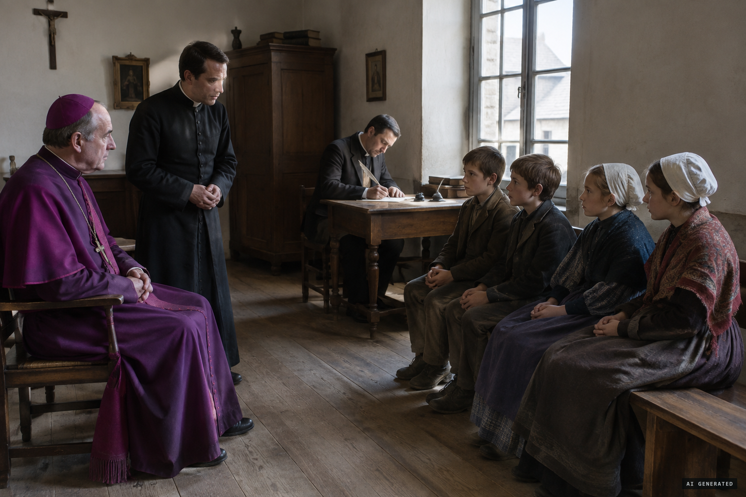 The children are formally interrogated for the bishop's inquiry