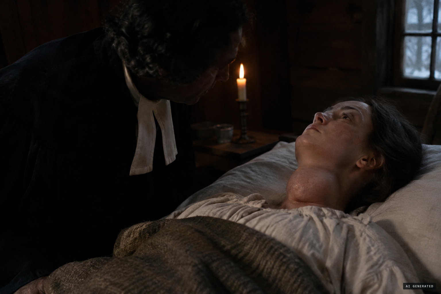 A grum, low voice from her swollen throat while her lips did not move